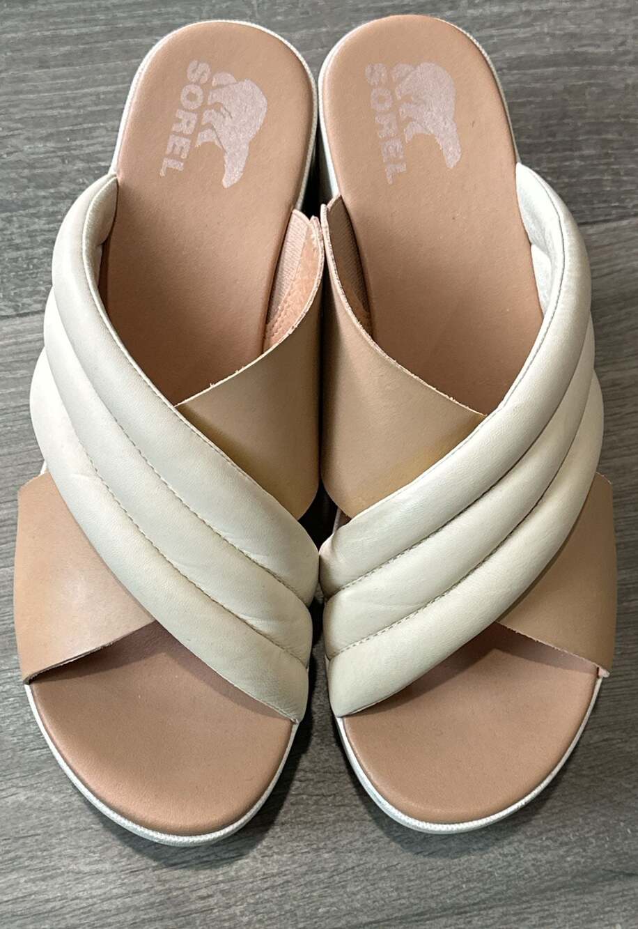 Sorel Cameron Puff Leather Wedge Sandals